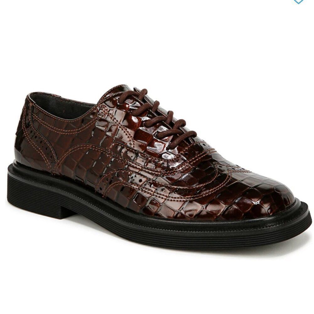 Franco Sarto Audrey Oxford Brown Croc Print Faux Leather